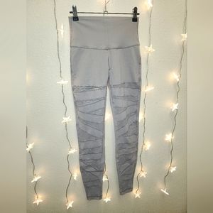 Lululemon Wunder Under moto leggings, grey/taupe, full length, high rise, size 4